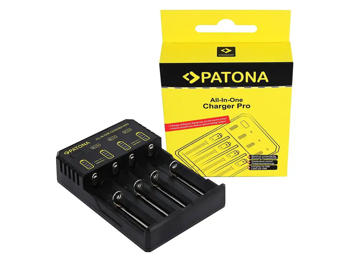 Chargeur USB Patona à piles rondes : Chargeur USB pour différentes tailles  de piles rondes
