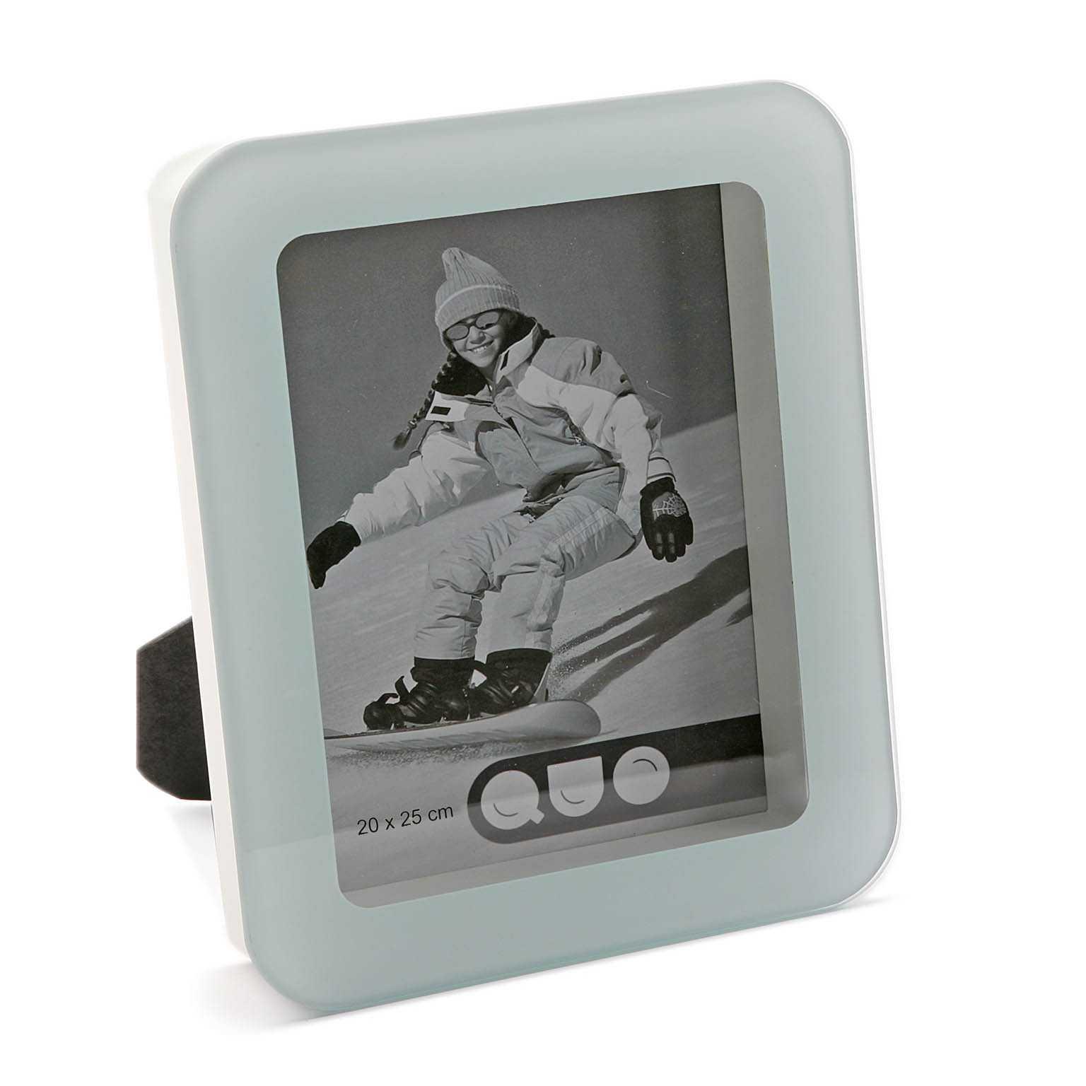 Cadre photo blanc en verre, coins arrondis 20x25 cm