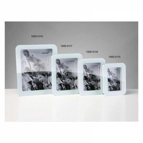 Cadre photo blanc en verre, coins arrondis 20x25 cm